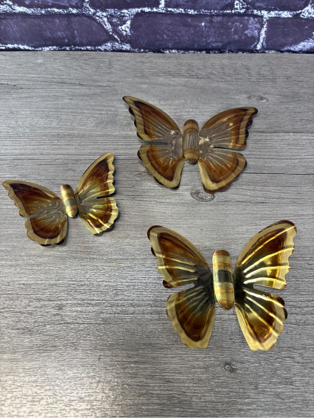 Vintage Mcm Brass Butterfly Wall Decor Set